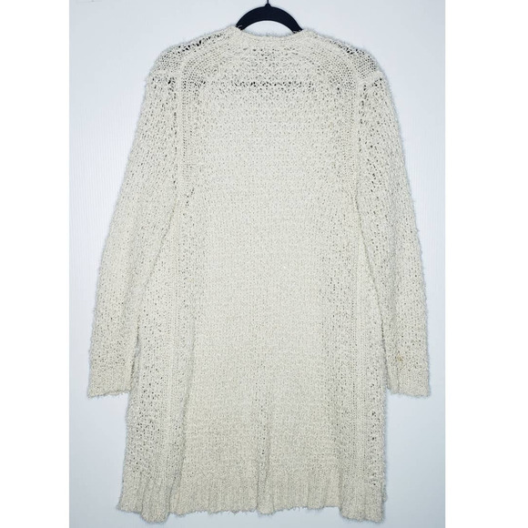 Massimo Dutti Small Long Cream Eyelash Fringe Crochet Knit Open Cardigan Duster - Picture 10 of 10